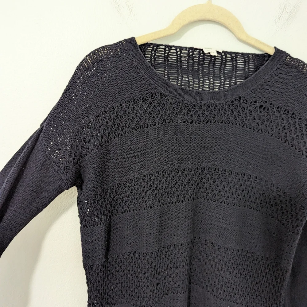 Helmut Helmut Lang Muted Web Pullover Sweater Open Knit Wool Blend Blue Small S